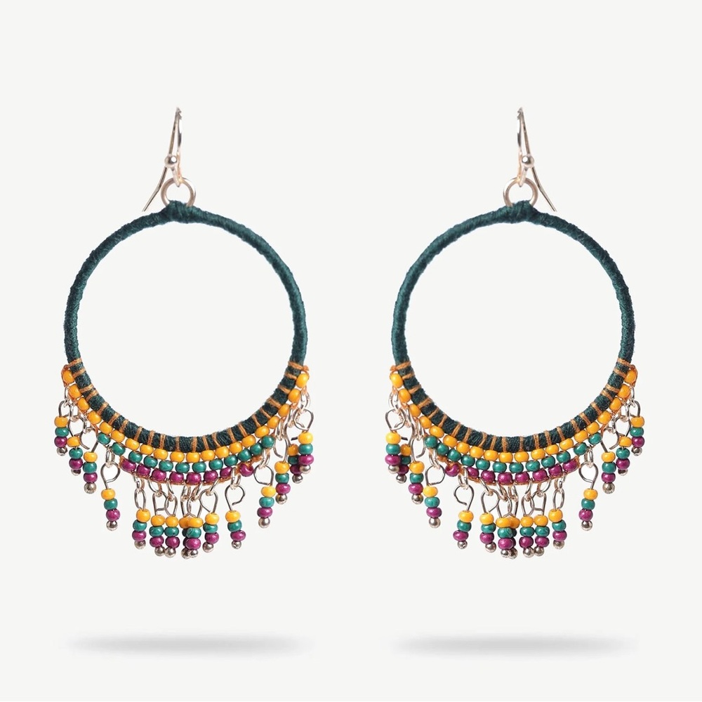 Yargici Beaded Hoop Earrings (Turkish brand)